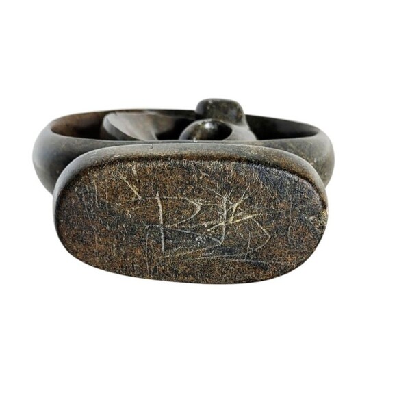 VTG 70s "Circle Of Love" Heart Couple Love Hand Carved Stone Sculpture Signed - Picture 8 of 11